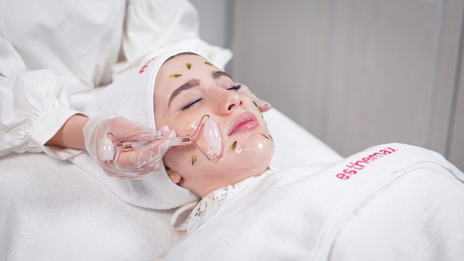 A patient receiving a skin treatment in a clinic