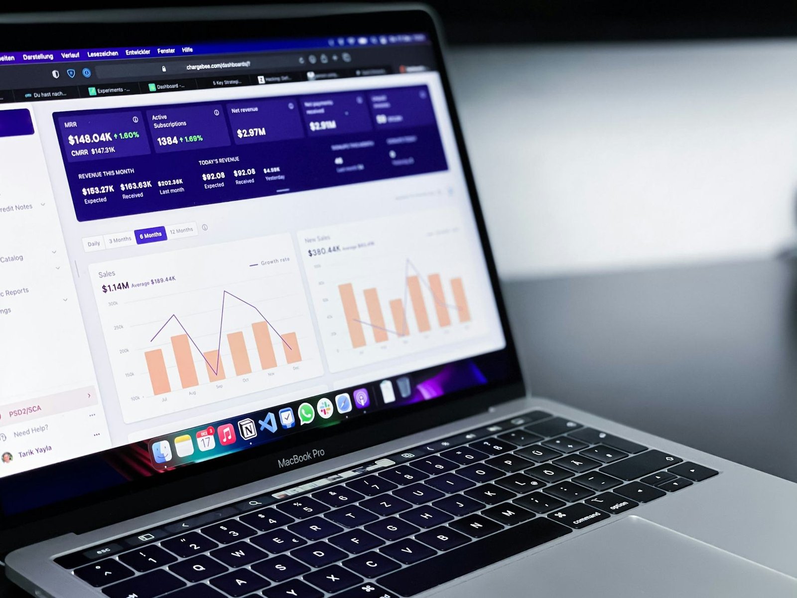 A laptop showing an analytics dashboard